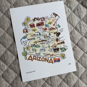 Arizona Map Print 8x10